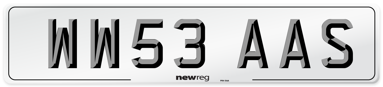 WW53 AAS Number Plate from New Reg